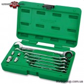 Набор ключей комбинированных с трещоткой TOPTUL 10ед. 8-19мм + переходники GAAI1004