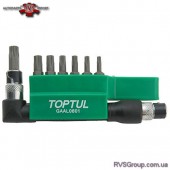 Набор бит TORX TOPTUL 1/4" T10H-T40H + Г-обр. переходник 8ед. GAAL0801