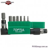 Набор бит + Г-обр. переходник TOPTUL 1/4" HEX 2-8мм 8ед. GAAL0803