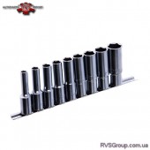 Длинные торцевые головки на планке TOPTUL 1/2" 9ед. 8-22мм GAAQ1605U