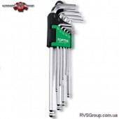Набор шестигранников дюймовых с шаром TOPTUL 1/16"-3/8" 9ед. GBAL0901
