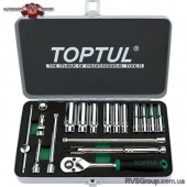 Набор инструмента дюймового TOPTUL 1/4" 18ед. 3/16"-9/16" (длинные головки) GCAD1813