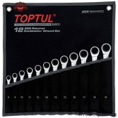 Набор комбинированных ключей трещоточных TOPTUL 8-19мм 12ед. в чехле GPAQ1202