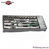 Набор инструмента головки с трещоткой 3/8" 35ед. (в ложементе, тип В) TOPTUL GTB3503