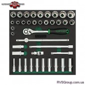 Набор инструмента головки с трещоткой 1/2" 39ед. (в ложементе) TOPTUL GVC3903