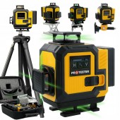 Лазерный уровень 16 линий 4D (2xH360/2xV360, LCD-дисплей, пульт ДУ + ШТАТИВ - зеленый луч) PROTESTER LL616G-TR