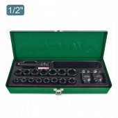 Набор ударных головок для пневмогайковерта TOPTUL 1/2" 10-32мм + удлинитель 18ед. GCAD1807