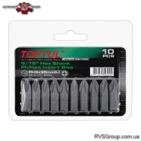 Набор насадок отверточных TOPTUL 5/16" L30мм PH3 10ед. FSBA1003G