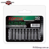 Набор насадок отверточных 1/4" TOPTUL L25мм PZ2 10ед. FSCA0802G
