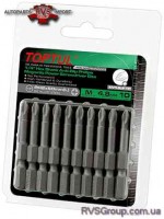 Набор бит для шуруповертов магнитных 10шт TOPTUL 1/4" 50мм PH2 Anti-Slip FSMA0802G
