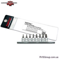 Набор бит TORX пятигранных с отверстием TOPTUL 1/4" T8-T40 8ед. GAAG0805
