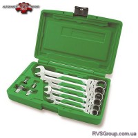 Набор ключей трещоточных комбинированных с шарниром TOPTUL 8-19мм + переходники GAAI1003