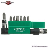 Набор биты-насадки + Г-обр. переходник TOPTUL 1/4" 8ед. GAAL0802