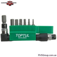 Набор бит + Г-обр. переходник TOPTUL 1/4" HEX 2-8мм 8ед. GAAL0803