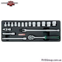 Набор головок с трещоткой в ложементе 3/8" TOPTUL GCAT1808