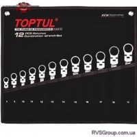Набор ключей с трещоткой и шарниром комбинированных TOPTUL 12ед. 8-19мм в чехле GPAQ1204