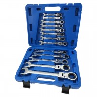 Набор ключей комбинированных с трещоткой и шарниром 8,10,12-15,17,19,22,24,27,30,32мм 13ед.  СТАНДАРТ