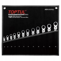 Набор ключей с трещоткой и шарниром комбинированных TOPTUL 12 ед. 8-19мм в чехле GPAQ1204