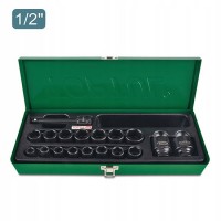 Набор ударных головок для пневмогайковерта TOPTUL 1/2" 10-32мм + удлинитель 18ед. GCAD1807